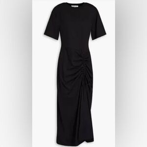 Black Ruched Midi Dress - Women's Elegant Sheath
